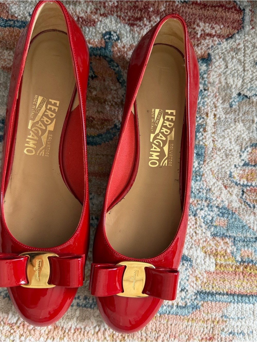 Salvatore Ferragamo Red Patent Vara low heel pumps - Picture 6 of 6